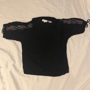 Black top with tie sleeves